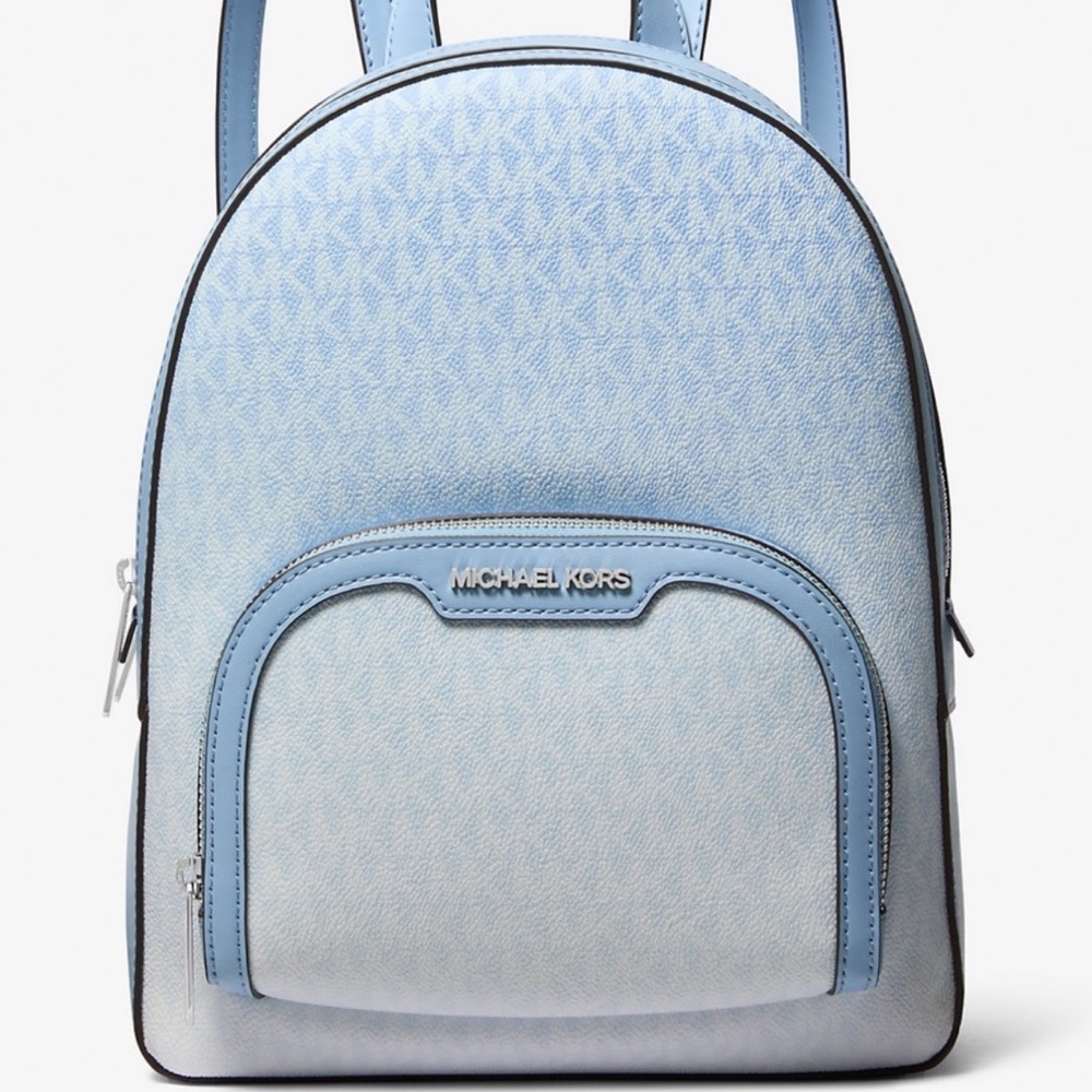 Michael Kors Jaycee Medium Ombré Signature Logo Backpack Light Sky Blue